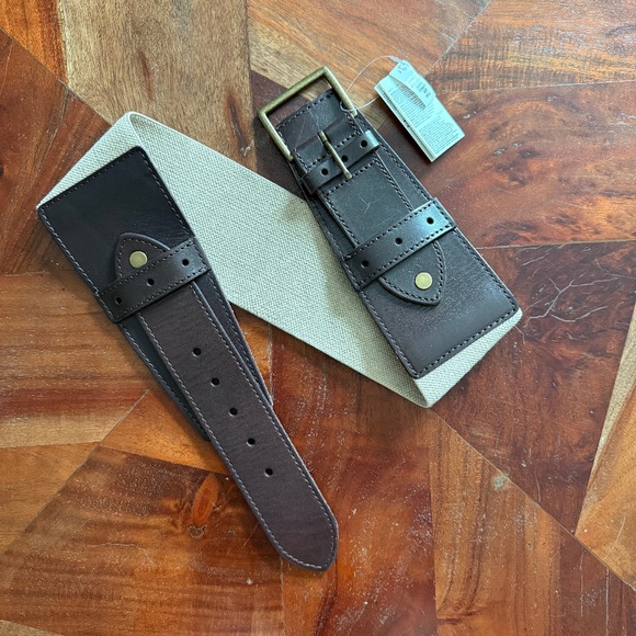 Banana Republic leather and linen stretchy corset belt main image 5